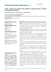 Gender, Psychiatric and Cognitive Status Related to Experiential Auras in Patients with Temporal Lobe Epilepsy