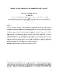 Impacts of Trade Liberalization on Labor Allocation in Viet Nam1