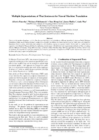 Multiple Segmentations of Thai Sentences for Neural Machine Translation