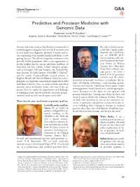 Predictive and Precision Medicine with Genomic Data