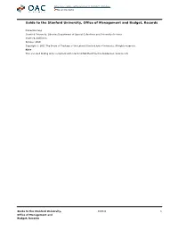 Stanford University, Office of Management and Budget, Records
