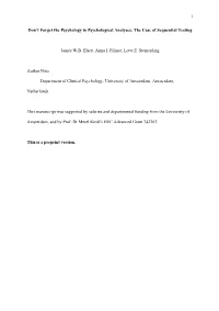 The Case of Sequential Testing James WB Elsey, Anna I. Filmer, Lott