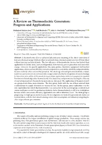 A Review on Thermoelectric Generators: Progress and Applications