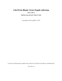 Chef Fritz Blank Victus Populi Collection Print Coll