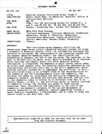 DOCUMENT RESUME ED 262 130 UD 024 467 TITLE Hawaiian Studies Curriculum Guide. Grade 2. INSTITUTION Hawaii State Dept. of Educat