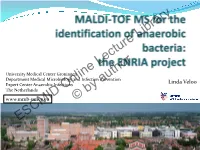 MALDI-TOF MS for the Identification of Anaerobic Bacteria