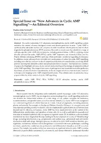 New Advances in Cyclic AMP Signalling”—An Editorial Overview