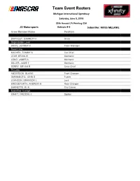 Team Event Rosters