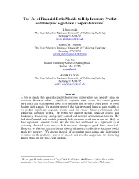 The Use of Financial Ratio Models to Help Investors Predict and Interpret Significant Corporate Events*