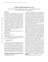 A QUIC Implementation for Ns-3