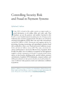 Controlling Security Risk and Fraud in Payment Systems