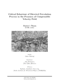 Critical Behaviour of Directed Percolation Process in the Presence of Compressible Velocity Field