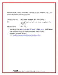 Draft SP 800-125A Rev. 1, Security Recommendations for Server