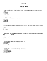 Final Exam Review
