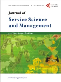 Journal of Service Science and Management