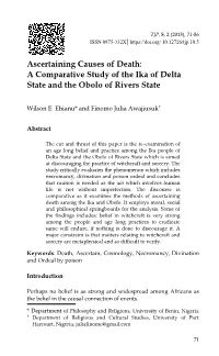Ascertaining Causes of Death: a Comparative Study of the Ika of Delta State and the Obolo of Rivers State