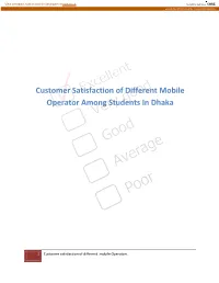 Customer Satisfaction of Different Mobile Operator Among Students in Dhaka