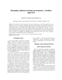 Designing a Physics Learning Environment: a Holistic Approach