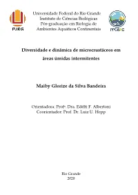 Diversidade E Dinâmica De Microcrustáceos Em Áreas Úmidas Intermitentes