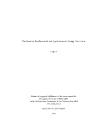 Nanofluidics: Fundamentals and Applications in Energy Conversion