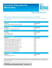 No-Load No Transaction Fee Mutual Funds1