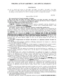 Virginia Acts of Assembly -- 2021 Special Session I