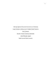 1 Utilizing Cognitive Behavioral Interventions to Positively Impact
