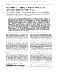 A Library of Protein Families and Subfamilies Indexed by Function Paul D