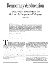 Democratic Foundations for Spiritually Responsive Pedagogy