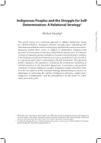 Indigenous Peoples and the Struggle for Self- Determination: a Relational Strategy†