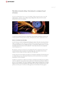 Mechanical Metalworking: from Manual to Computer-Based Processes