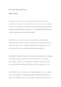 One Nation and Labour Renewal Andrew S Crines the Purpose Of
