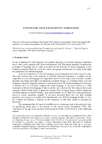 PARAMETERS and (L2)ACQUISITION: VERB-RAISING Cornelia Hamann