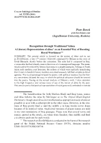 Recognition Through Traditional Values a Literary Representation Of