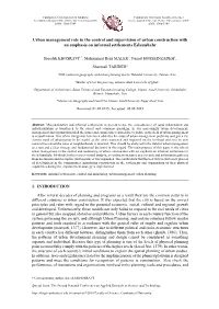 Urban Management Role in the Control and Supervision of Urban Construction with an Emphasis on Informal Settlements Eslamshahr