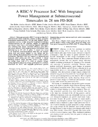 A RISC-V Processor Soc with Integrated Power Management at Submicrosecond Timescales in 28 Nm FD-SOI