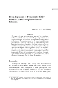 From Populism to Democratic Polity: Problems and Challenges in Surakarta, Indonesia