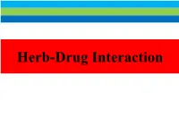 Herb-Drug Interaction Introduction