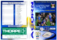 How the Teams Line up Welcome to York Acorn, Thanet Road, York