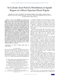 In-Cylinder Soot Particle Distribution in Squish Region of a Direct Injection Diesel Engine