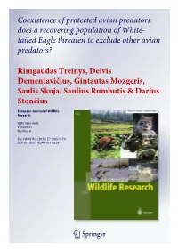 Tailed Eagle Threaten to Exclude Other Avian Predators?