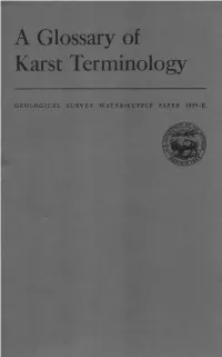 A Glossary of Karst Terminology