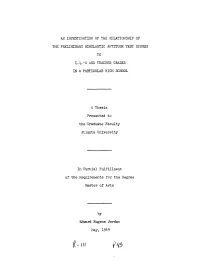 An Investigation of the Relationship of The