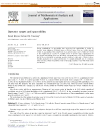 Operator Ranges and Spaceability ∗ Derek Kitson, Richard M