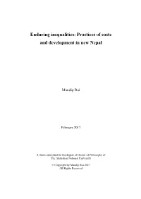 Practices of Caste and Development in New Nepal