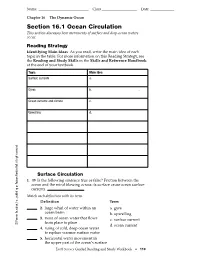 Section 16.1 Ocean Circulation This Section Discusses How Movements of Surface and Deep-Ocean Waters Occur