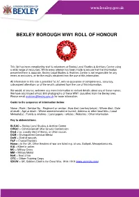 Bexley Borough WW1 Roll of Honour (PDF)