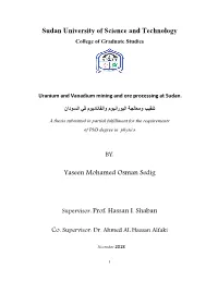 College of Graduate Studies Uranium and Vanadium Mining and Ore
