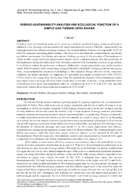 Exergo-Sustainability Analysis and Ecological Function of a Simple Gas Turbine Aero-Engine