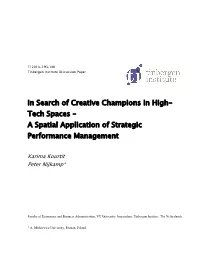 In Search of Creative Champions in High- Tech Spaces – a Spatial Application of Strategic Performance Management